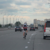 Fietser in Novosibirsk, Siberië
